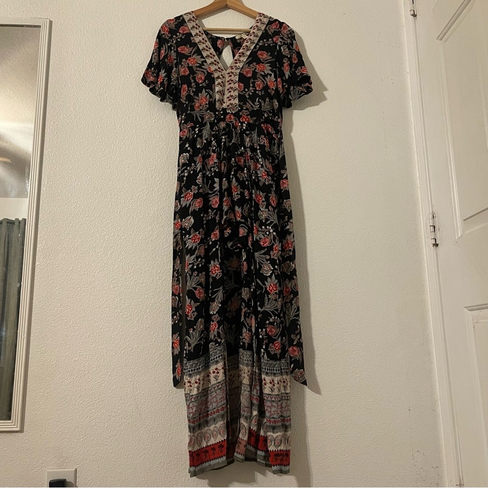 Miami Black and Red Floral Maxi Dress/romper size Small NWT - Picture 1 of 11